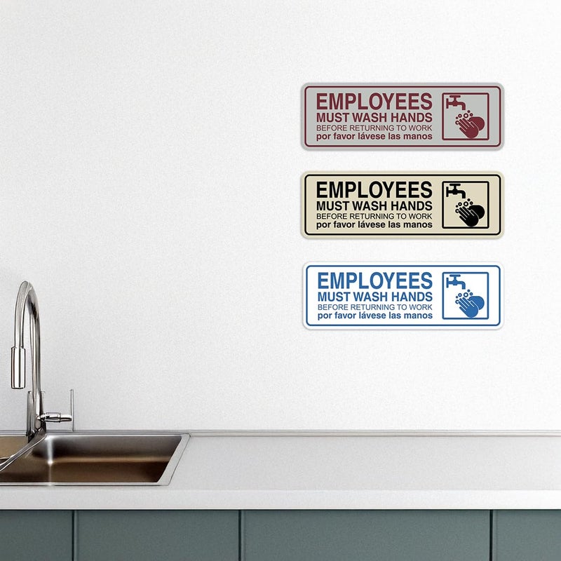 All Quality Standard Employees Must Wash Hands Door/Wall Sign - Black/Gold - Small - Image 5